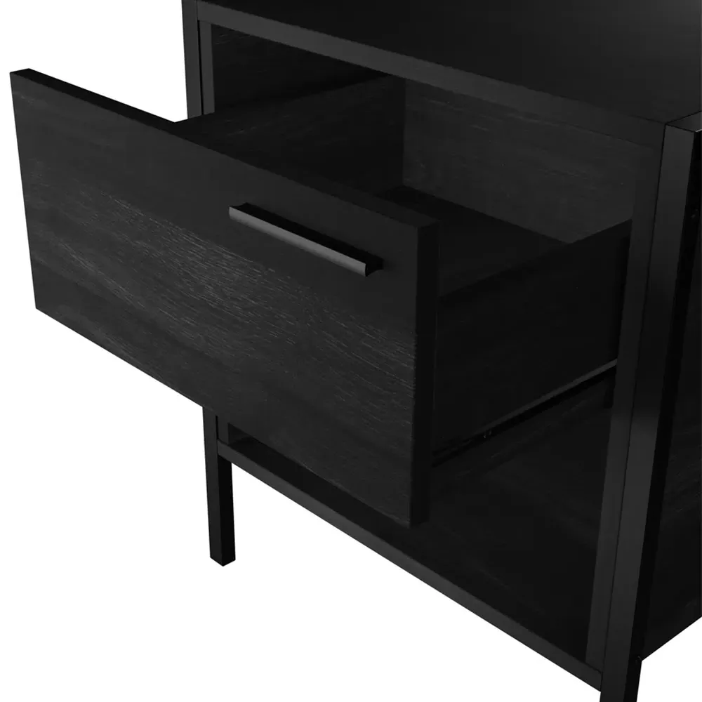 Hoxton Bedside Cabinet with Drawer - Black