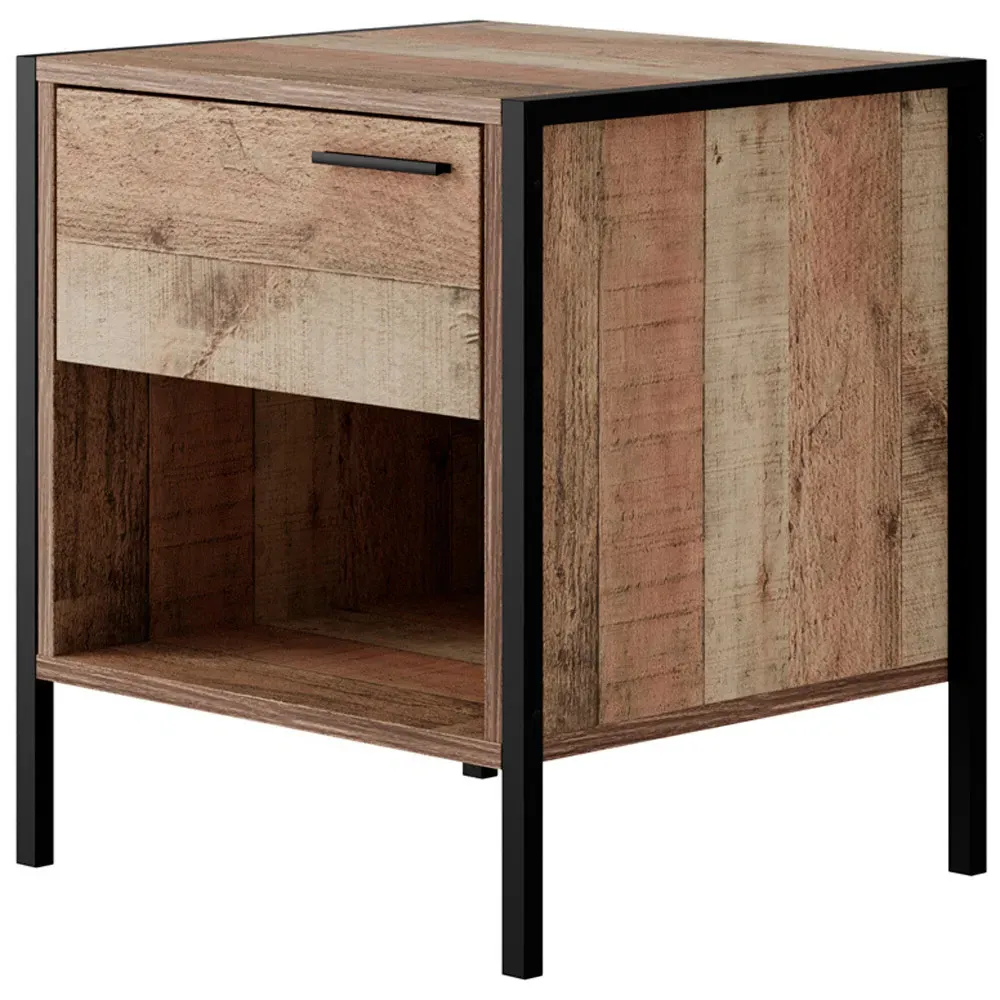 Hoxton Bedside Table with Drawer - Brown, Oak Effect