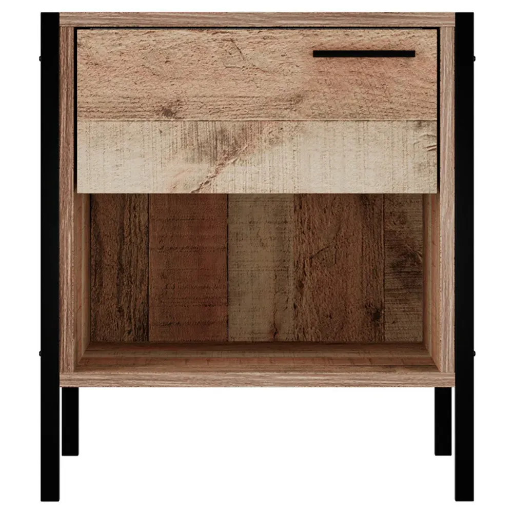 Hoxton Bedside Table with Drawer - Brown, Oak Effect