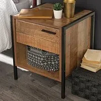 Hoxton Bedside Table with Drawer - Brown, Oak Effect