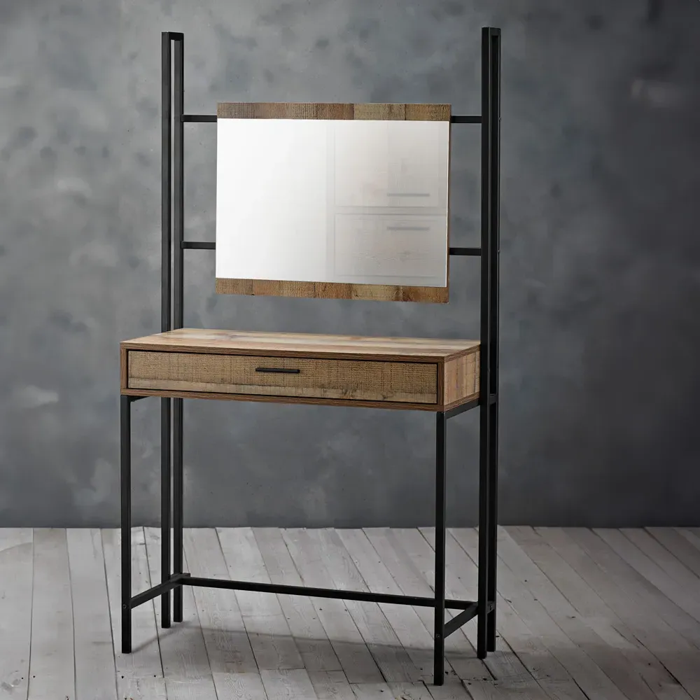Hoxton Dressing Table with Mirror - Brown, Oak Effect image