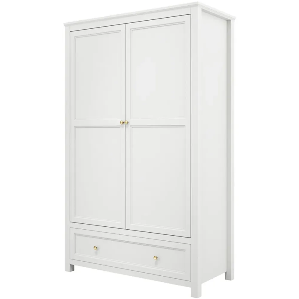 Ives 2 Door Single Drawer Wardrobe - White