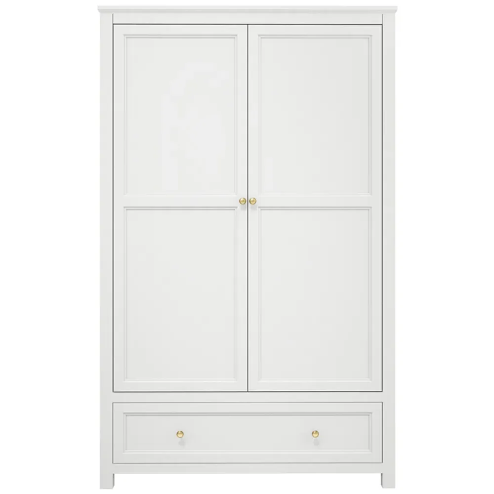 Ives 2 Door Single Drawer Wardrobe - White