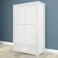 Ives 2 Door Single Drawer Wardrobe - White