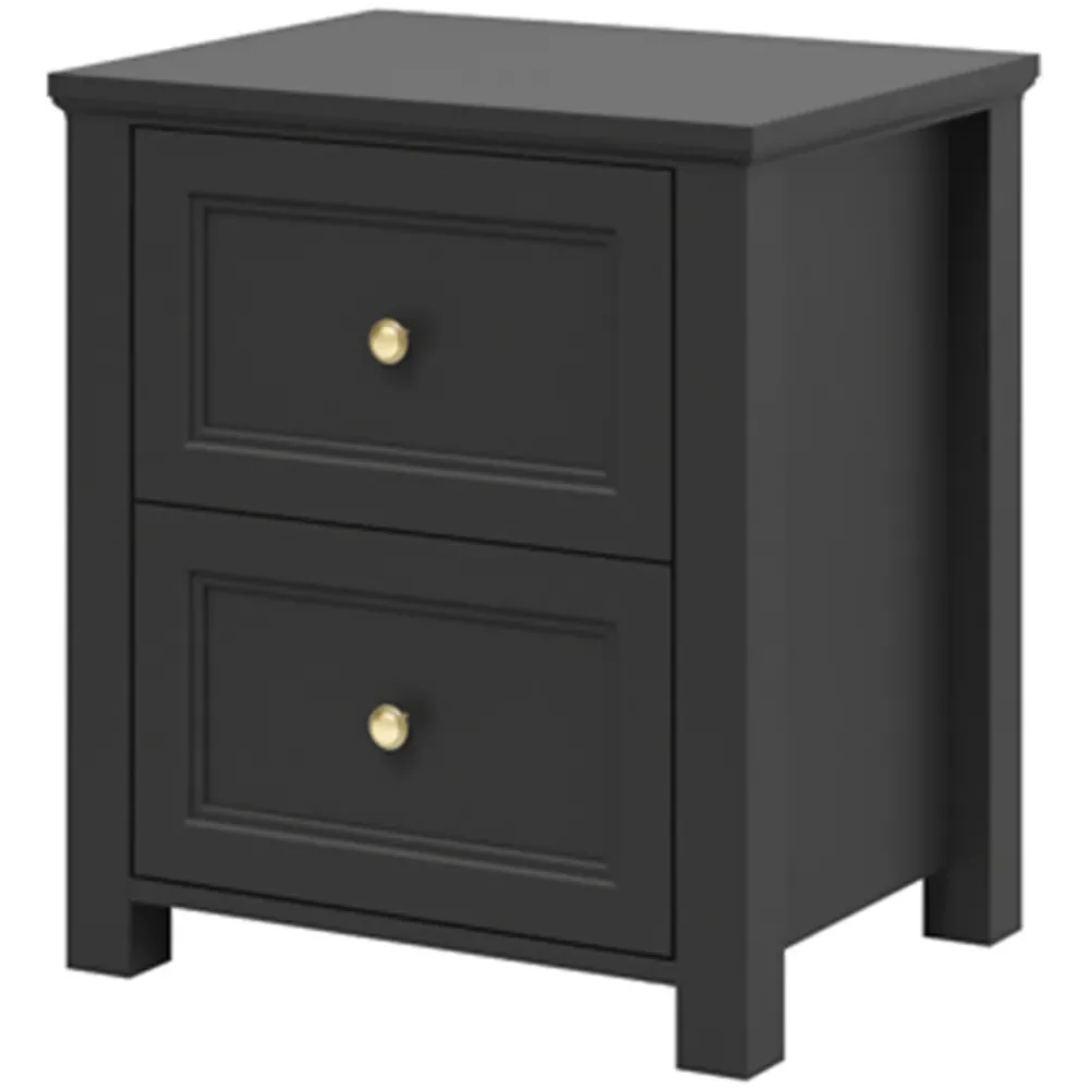 Ives 2 Drawer Bedside Cabinet - Black