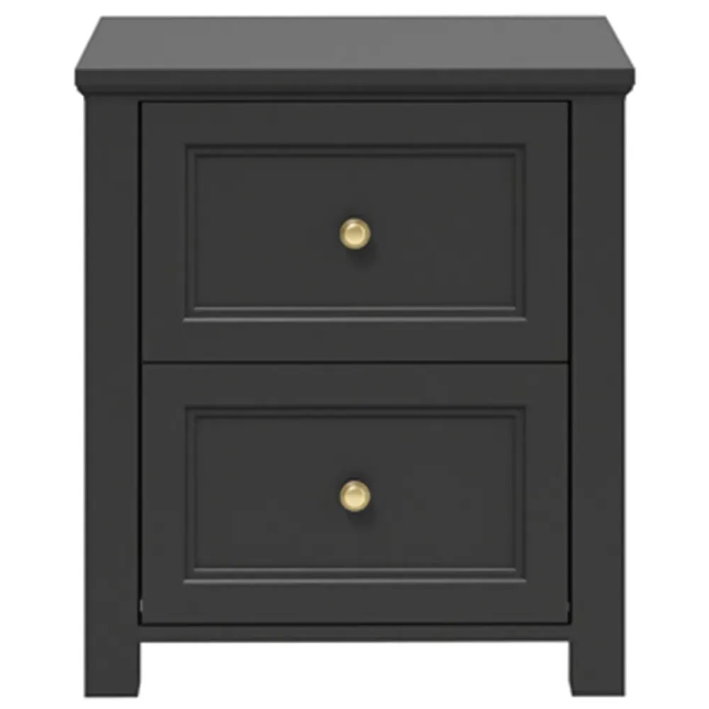 Ives 2 Drawer Bedside Cabinet - Black