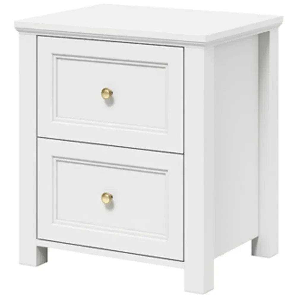 Ives 2 Drawer Bedside Cabinet - White