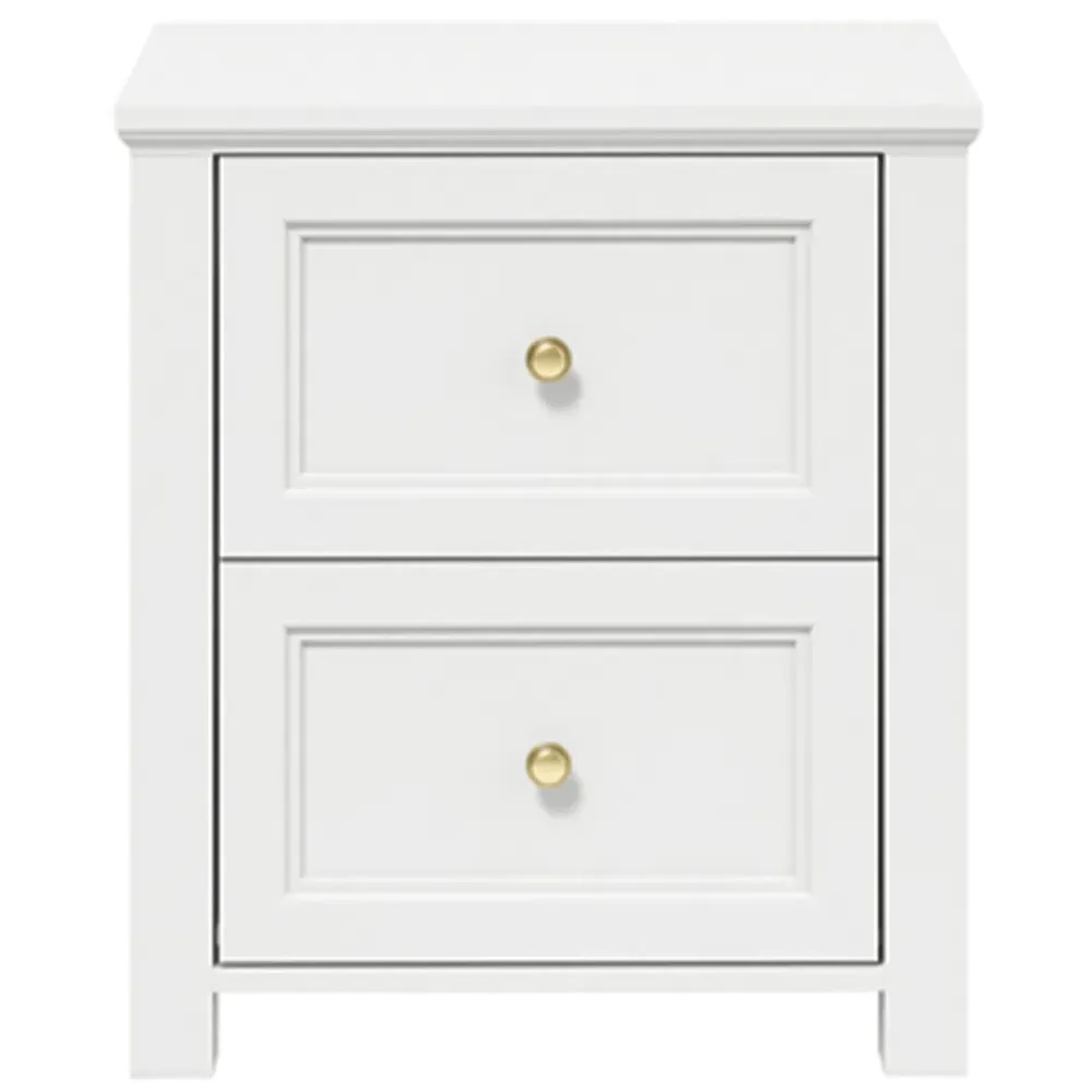Ives 2 Drawer Bedside Cabinet - White
