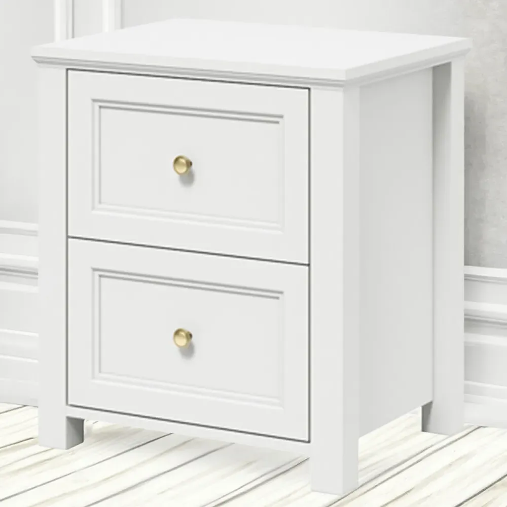 Ives 2 Drawer Bedside Cabinet - White image