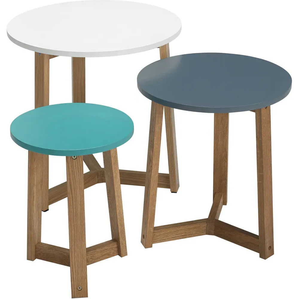 Jasper Solid Oak Nest of Tables Set of 3 - Multi