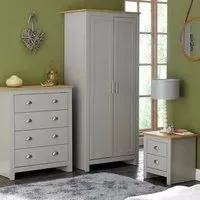 Lancaster 3 Piece Bedroom Furniture Set - Grey, Oak Effect