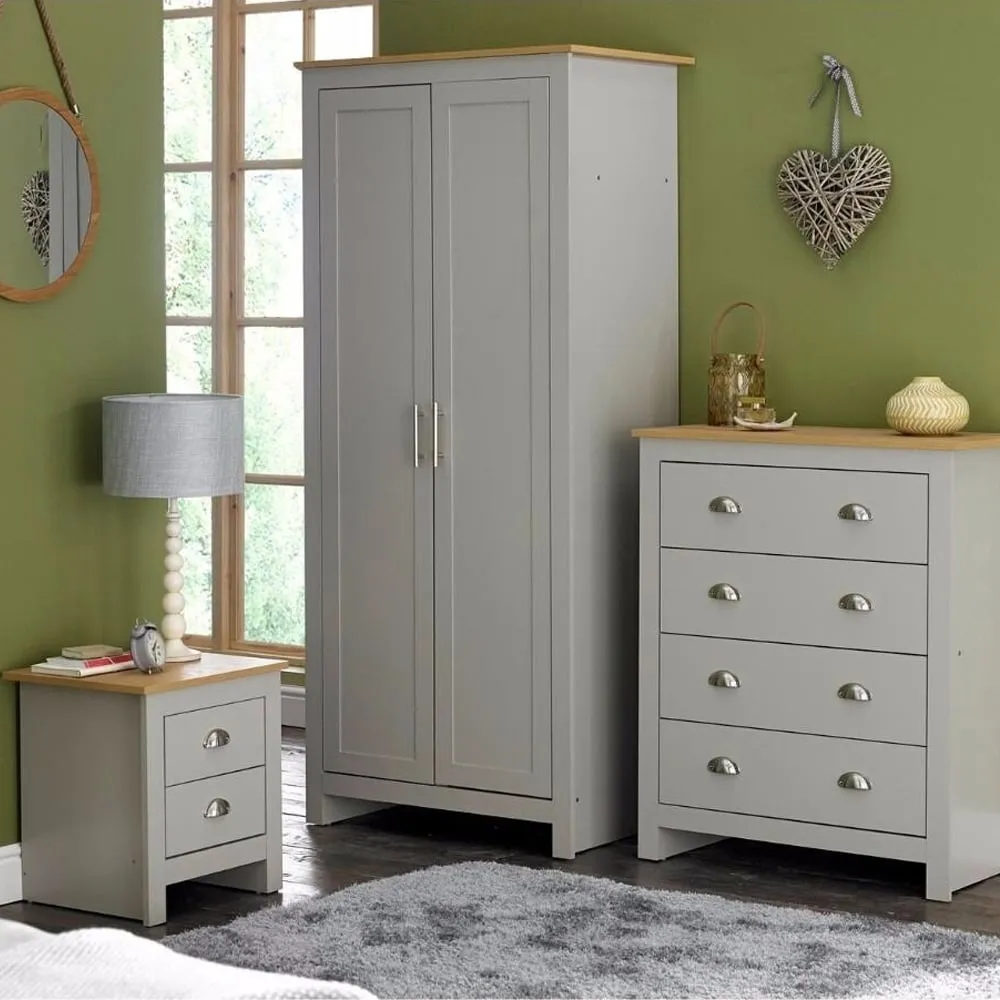 Lancaster 3 Piece Bedroom Furniture Set - Grey, Oak Effect