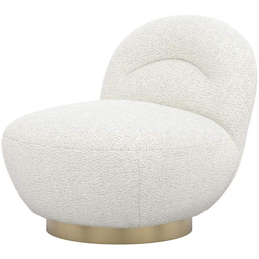 Langham Swivel Chair - Cream, Boucle