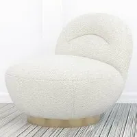 Langham Swivel Chair - Cream, Boucle