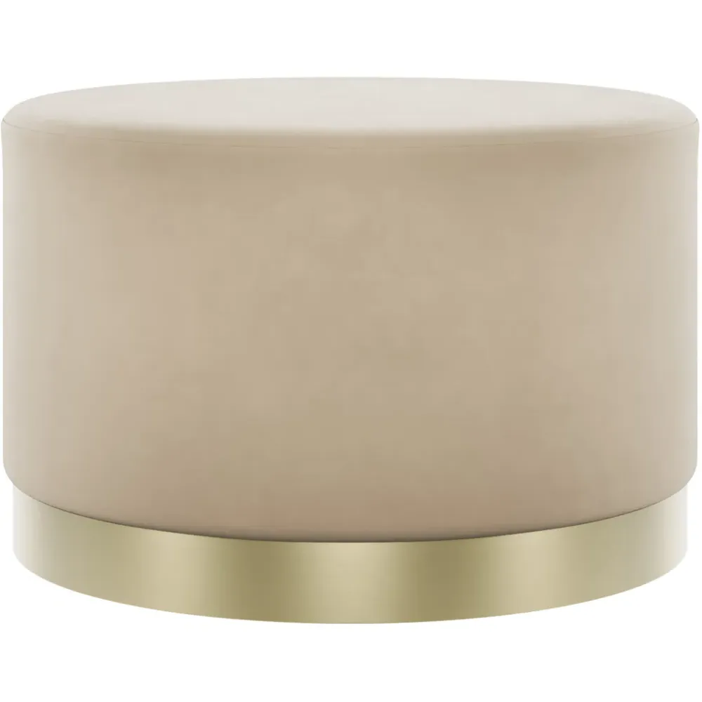 Lara Large Pouffe - Beige, Velvet