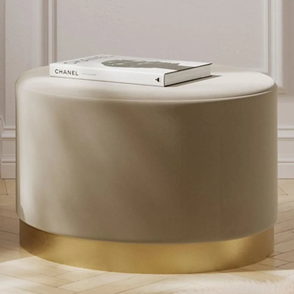 Lara Large Pouffe - Beige, Velvet