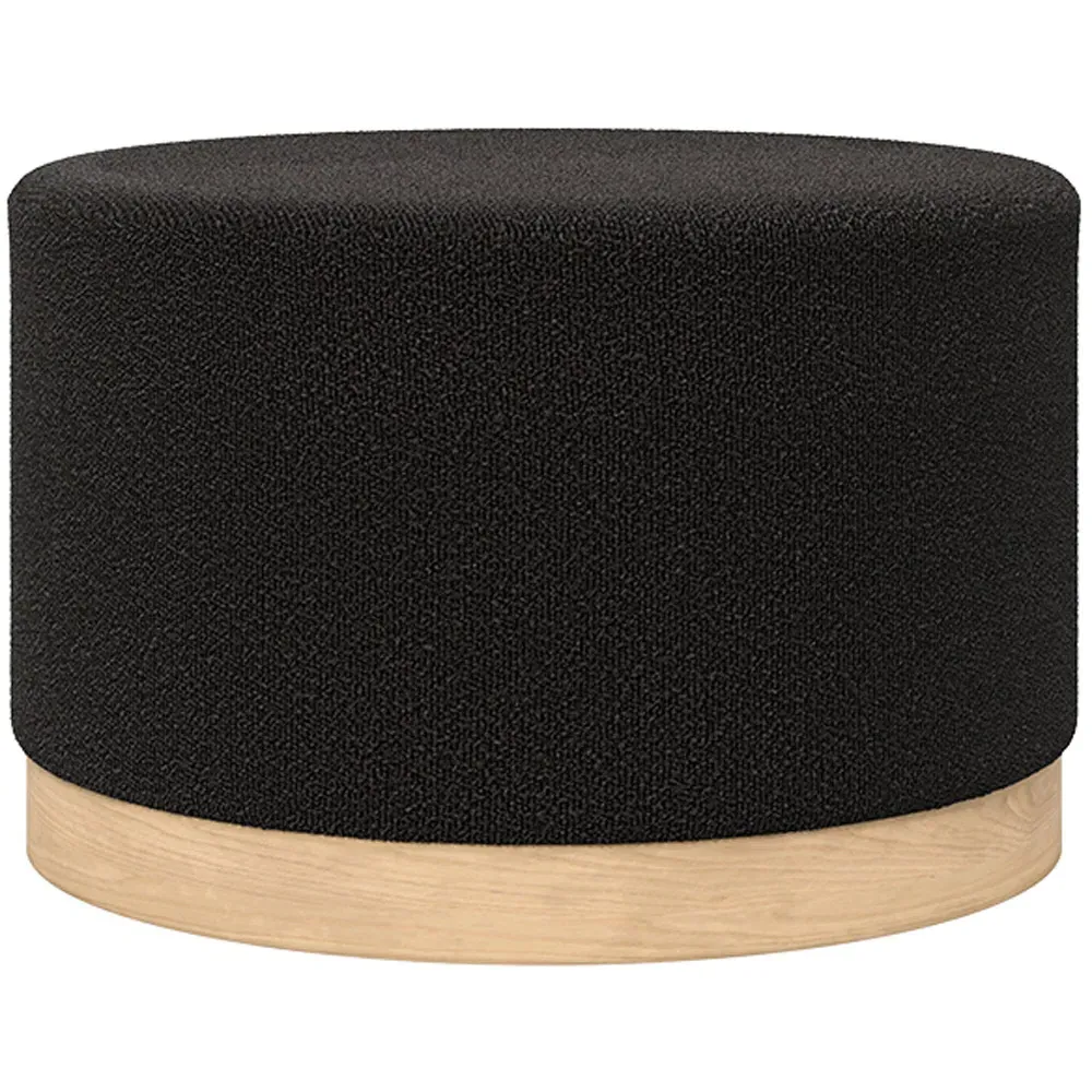Lara Large Pouffe - Black, Boucle Fabric