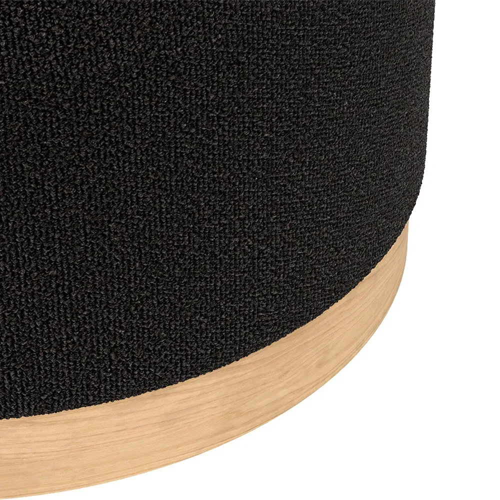 Lara Large Pouffe - Black, Boucle Fabric