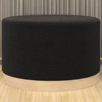 Lara Large Pouffe - Black, Boucle Fabric
