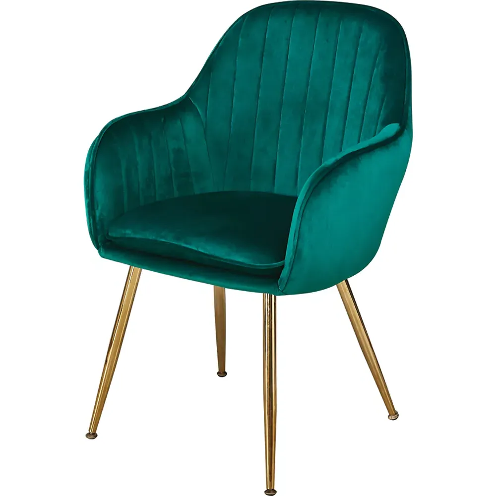 Lara Set of 2 Dining Chairs - Forest Green, Velvet