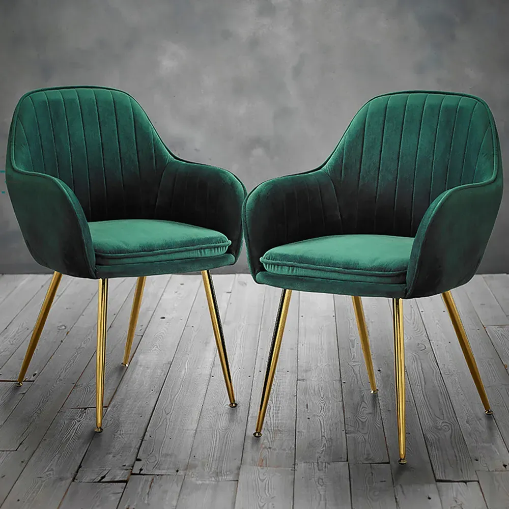 Lara Set of 2 Dining Chairs - Forest Green, Velvet image