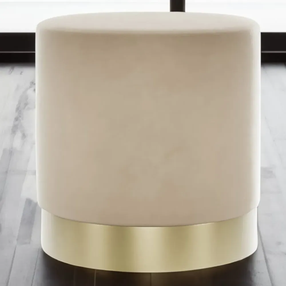 Lara Small Pouffe - Beige, Velvet image