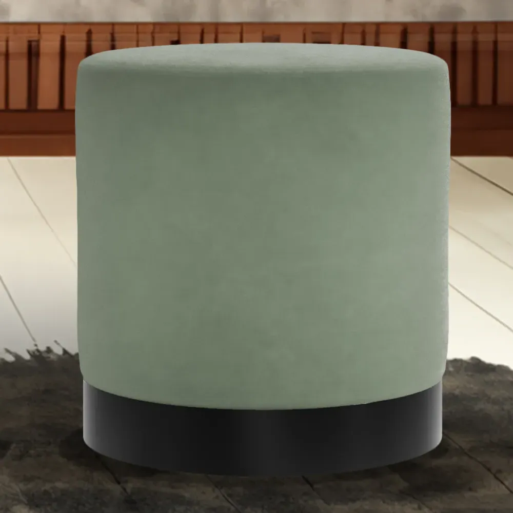 Lara Small Pouffe - Sage, Velvet image