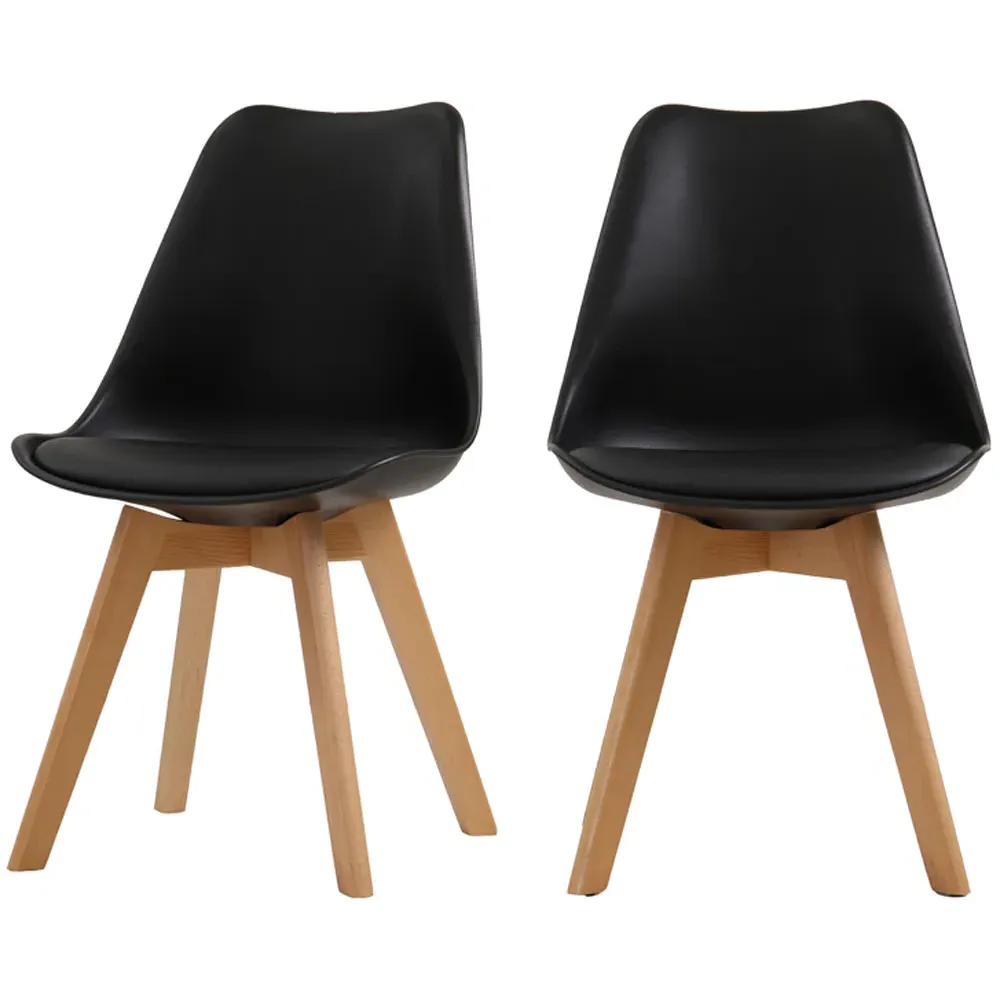 Louvre Set of 2 Dining Chairs - Black, Beech