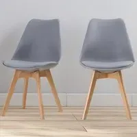 Louvre Set of 2 Dining Chairs - Grey, Beech