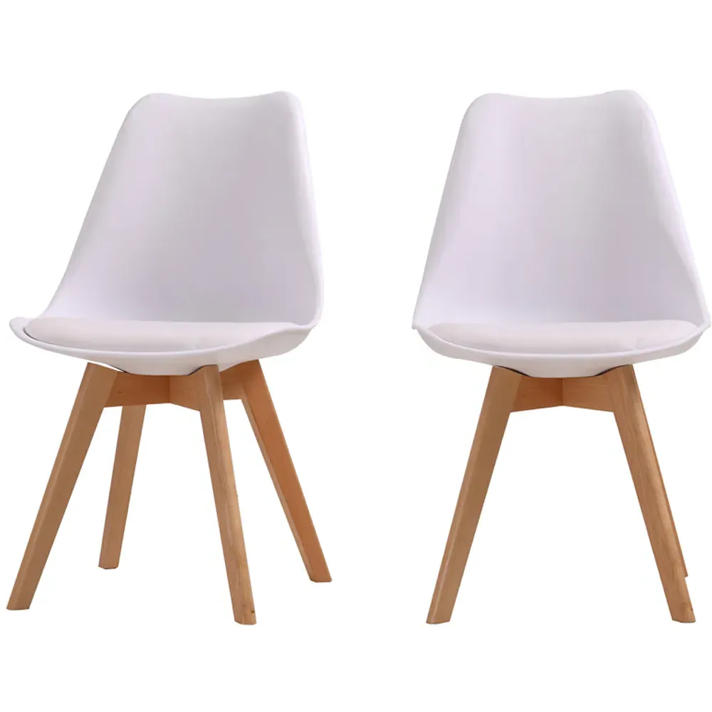 Louvre Set of 2 Dining Chairs - White, Beech