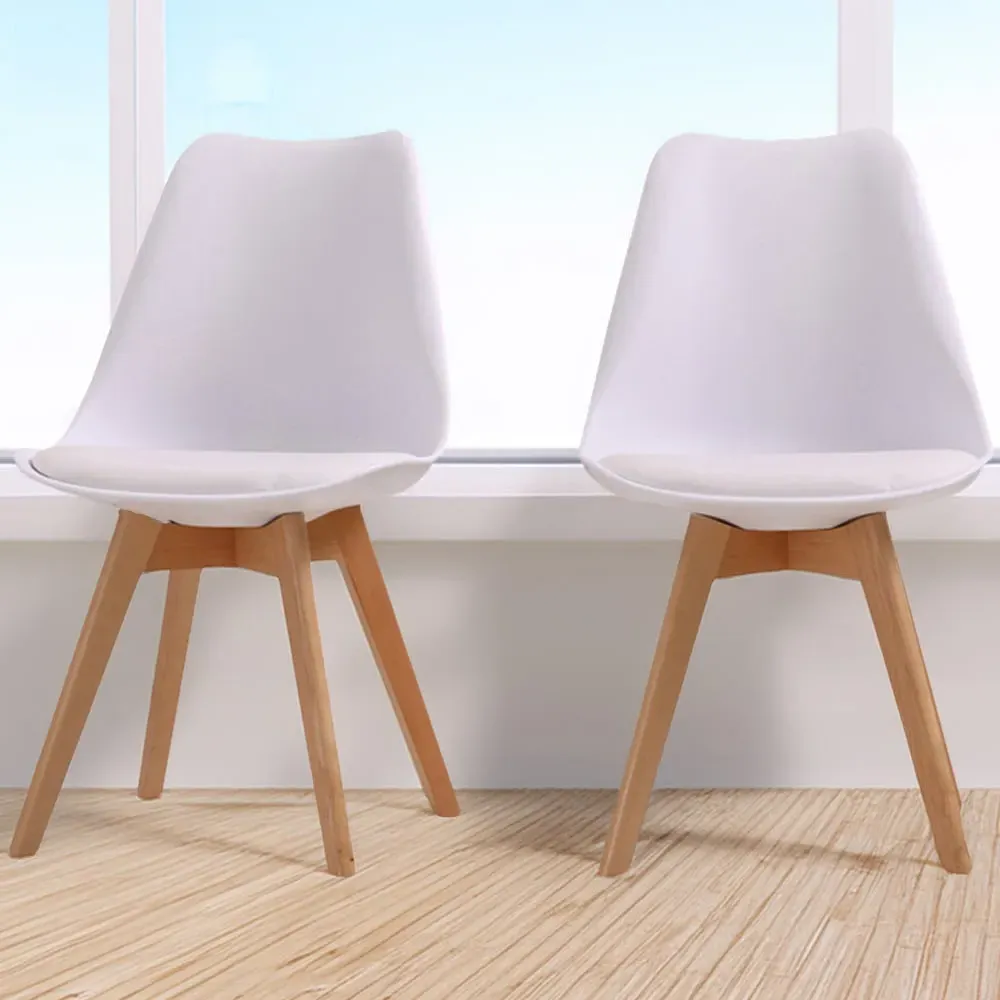 Louvre Set of 2 Dining Chairs - White, Beech