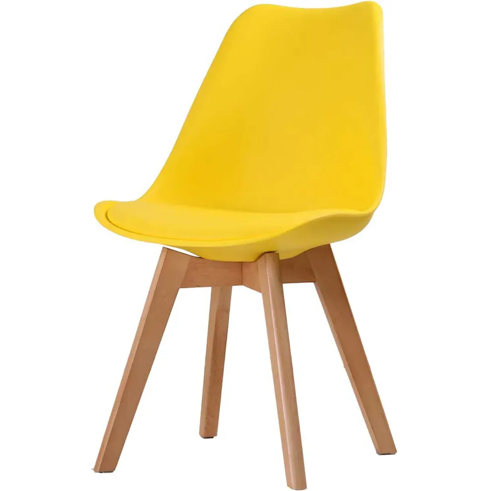 Louvre Set of 2 Dining Chairs - Yellow, Beech