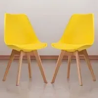 Louvre Set of 2 Dining Chairs - Yellow, Beech