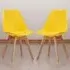 Louvre Set of 2 Dining Chairs - Yellow, Beech