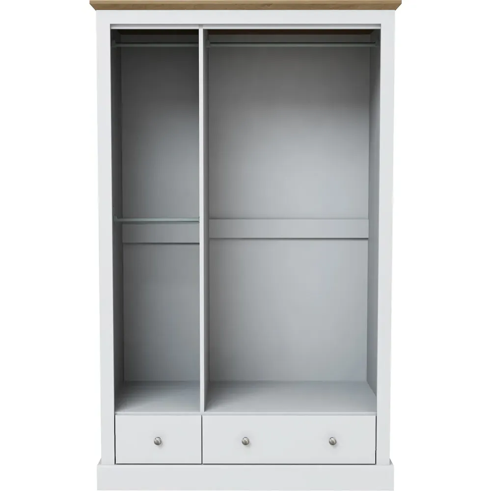 LPD Furniture Devon 3 Door 2 Drawer Wardrobe - White