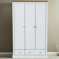 LPD Furniture Devon 3 Door 2 Drawer Wardrobe - White