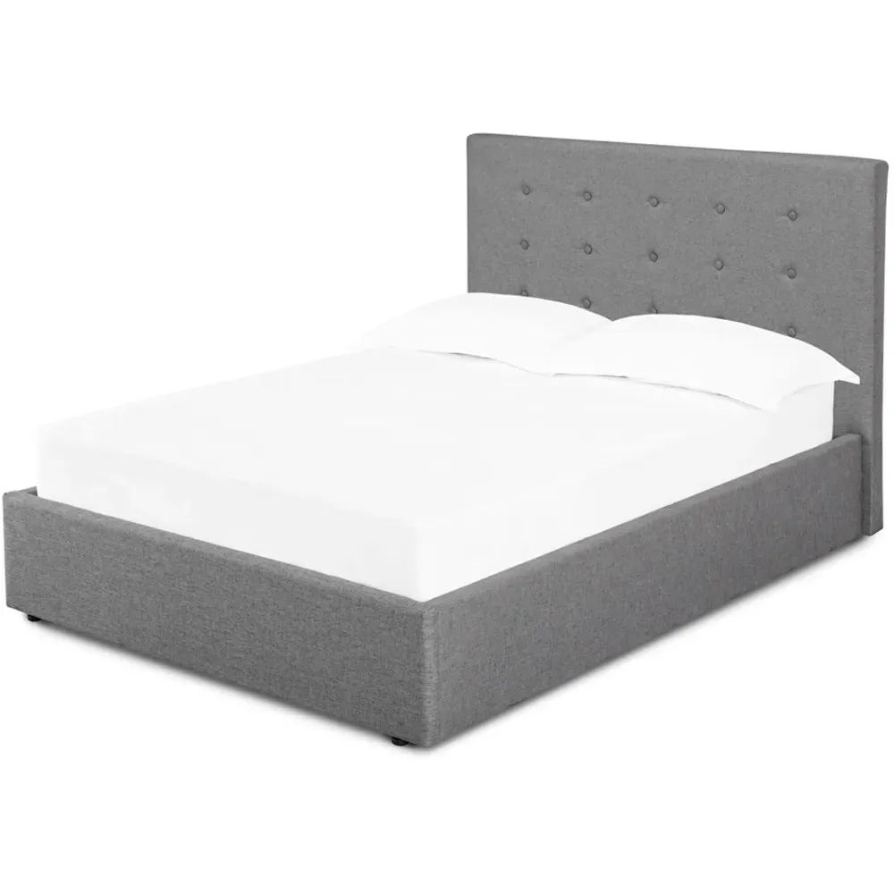 Lucca King Size Bed Frame with Storage - Grey, Velvet