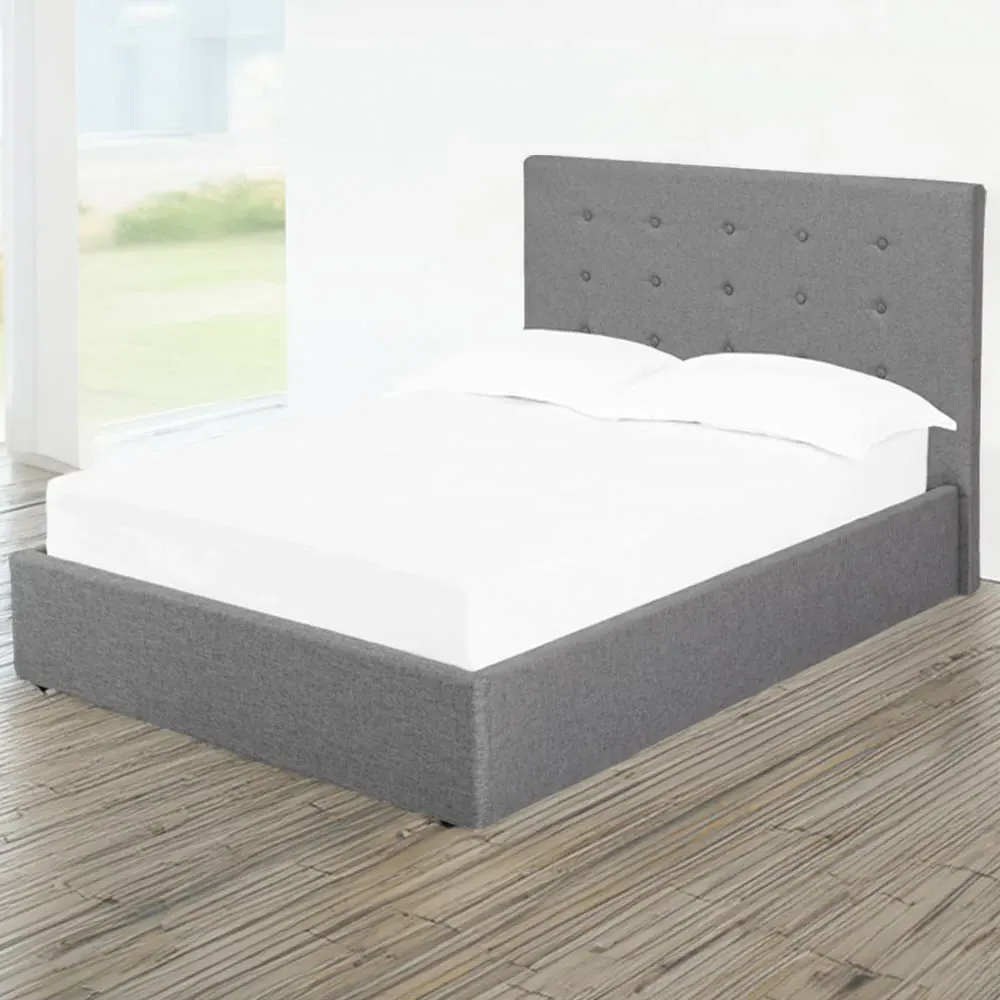 Lucca King Size Bed Frame with Storage - Grey, Velvet image