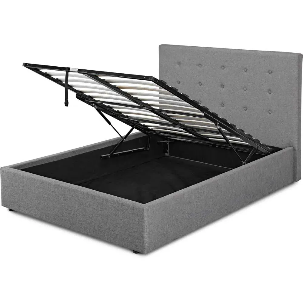 Lucca Plus Small Double Bed Frame with Storage - Grey