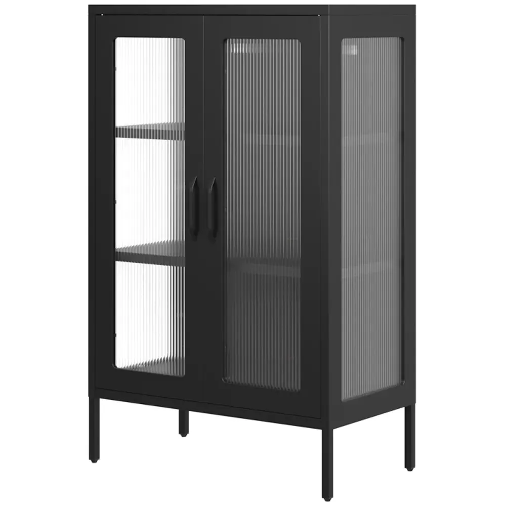 Marsh 2 Door Glass Display Cabinet - Black, Steel