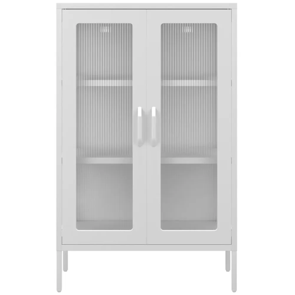 Marsh 2 Door Glass Display Cabinet - White, Steel