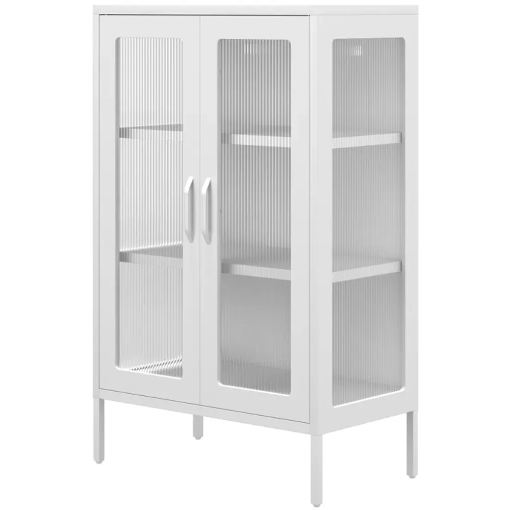 Marsh 2 Door Glass Display Cabinet - White, Steel