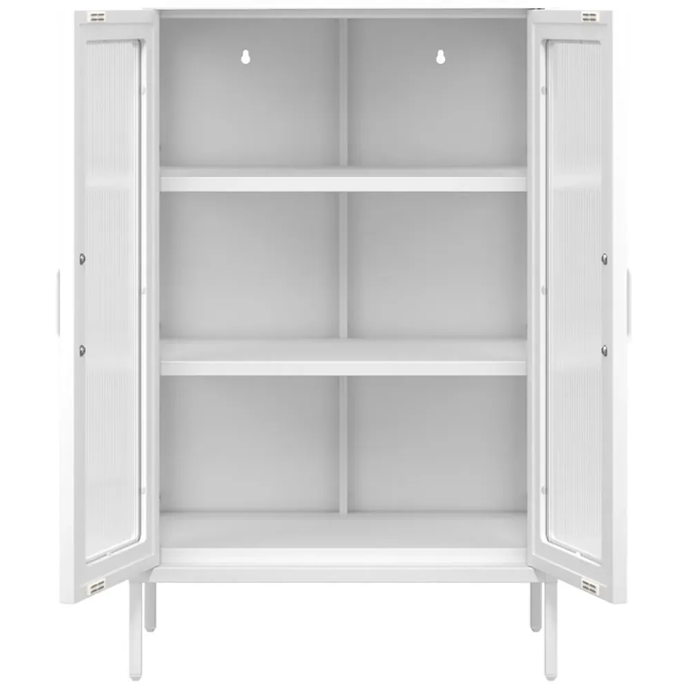 Marsh 2 Door Glass Display Cabinet - White, Steel