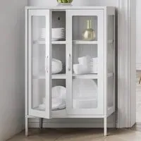 Marsh 2 Door Glass Display Cabinet - White, Steel