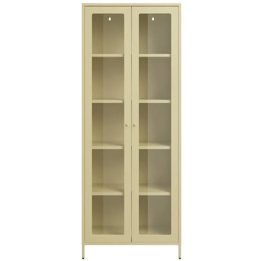 Mase 2 Door Glass Display Cabinet - Beige