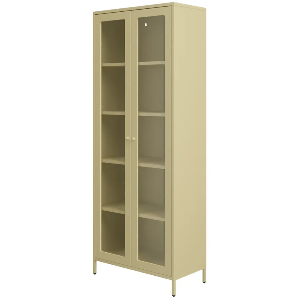 Mase 2 Door Glass Display Cabinet - Beige
