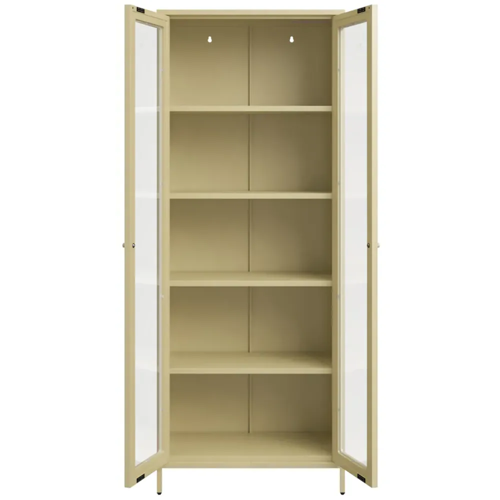 Mase 2 Door Glass Display Cabinet - Beige
