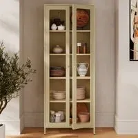 Mase 2 Door Glass Display Cabinet - Beige