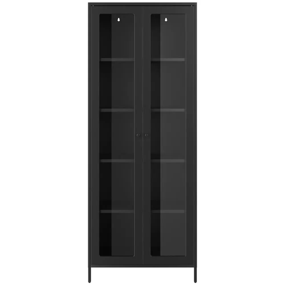 Mase 2 Door Glass Display Cabinet - Black