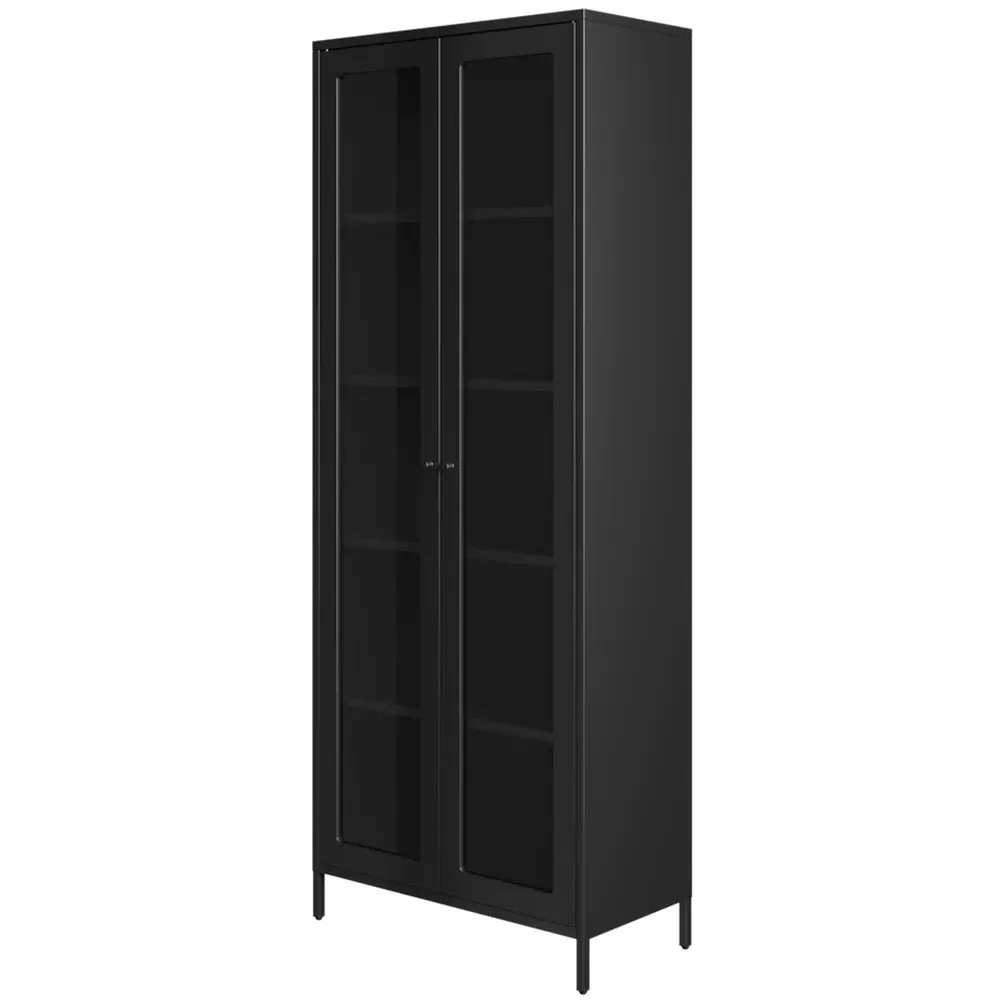 Mase 2 Door Glass Display Cabinet - Black